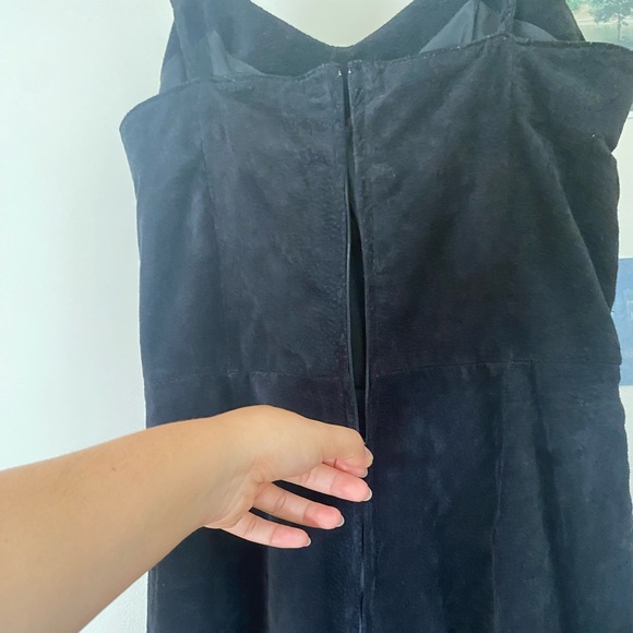 Vintage Genuine Leather Suede Mini Dress in Black - Picture 5 of 9